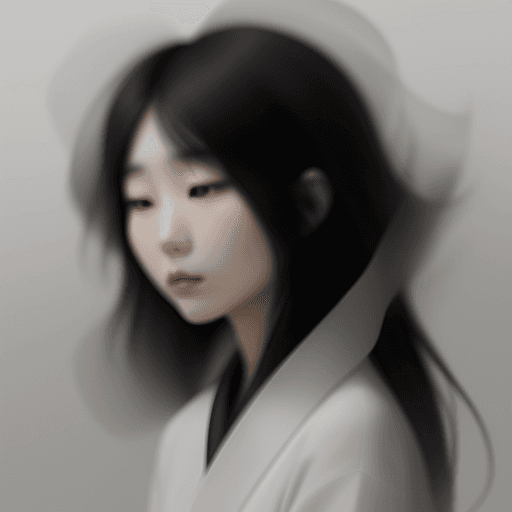 AI generated: blurry image of a korean woman, in the style of minimalist beauty, light black, mote kei, serene fac...