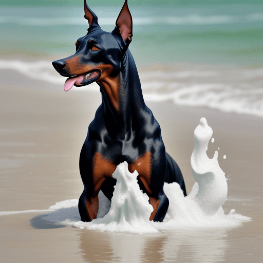 AI generated: DOBERMAN REAL CON ESPUMA EN LA BOCA Y SENTADO ENCIMA DE UNA MANO