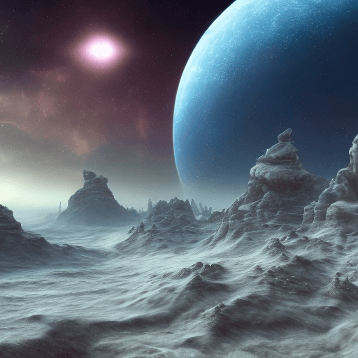 AI generated: view from beautiful alien planet ,nebulas,retro sci fi technique,many alien flora and alien fauna,ve...