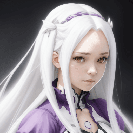 AI generated: emilia, re:zero, long hair, white hair, ultra quality
