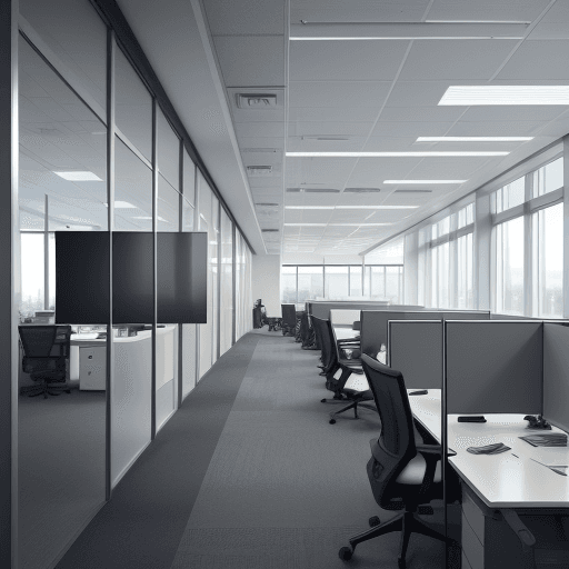 AI generated: Hyper-realistic photography of office interior design inside a large company of oil and gas and inve...