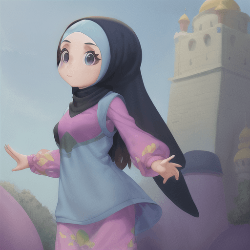 AI generated: pixar animation style muslim girl,