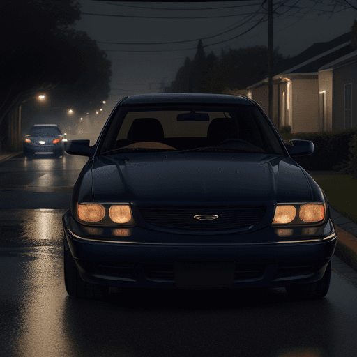 AI generated: "Imagine a realistic scene: a sleek, midnight blue sedan parked on a quiet suburban street. The car'...
