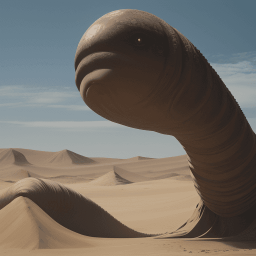 AI generated: sandworm from the film dune in the background of the landscape in the style of the film dune without...