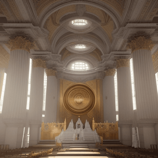 AI generated: Imagine uma cena mitológica em um templo grandioso no topo do Monte Ágia. No centro da imagem, temos...