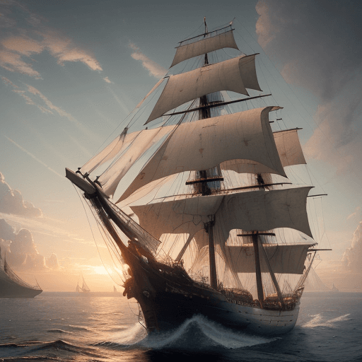 AI generated: Photo of a ultra realistic sailing ship, dramatic light, pale sunrise, cinematic lighting, battered,...