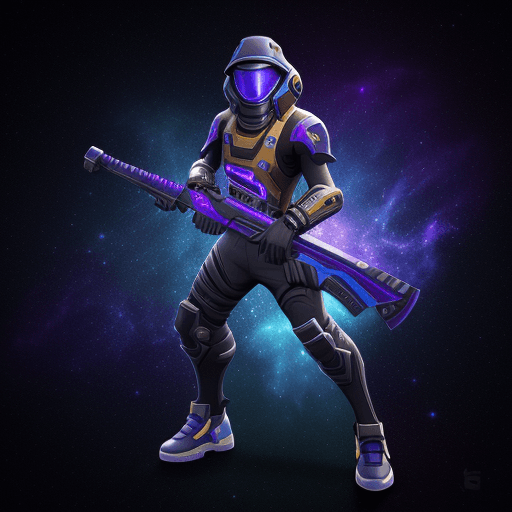 AI generated: the galaxy fortnite skin with the fncs axe
