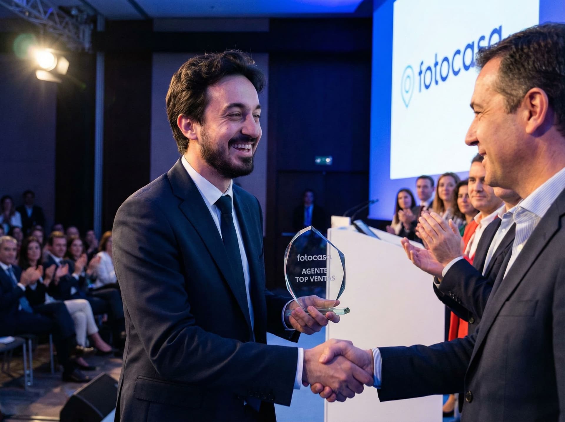 AI generated: The man is the top selling real estate agent of Fotocasa