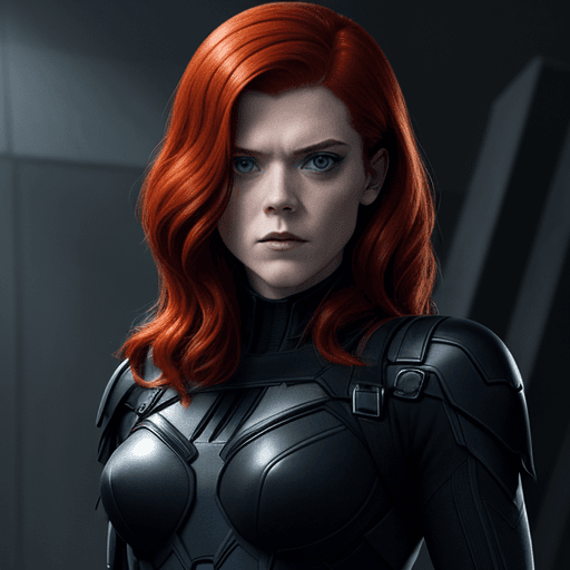 AI generated: Rose Leslie dressed as Black Widow