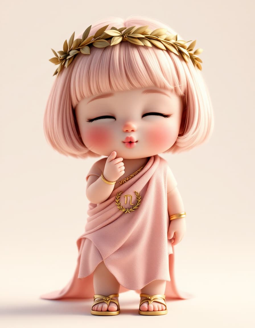 AI generated: whimsical Realistic of Pixar, Bryce 3D, front view, A Virgo baby girl of 12 Astrology, half year's o...