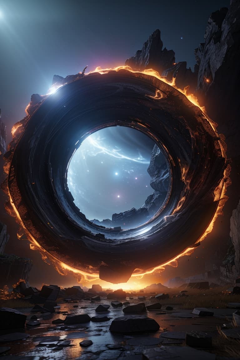AI generated: 3D_Animation_Style_Breaking_of_black_hole_night_view_light_sca_1