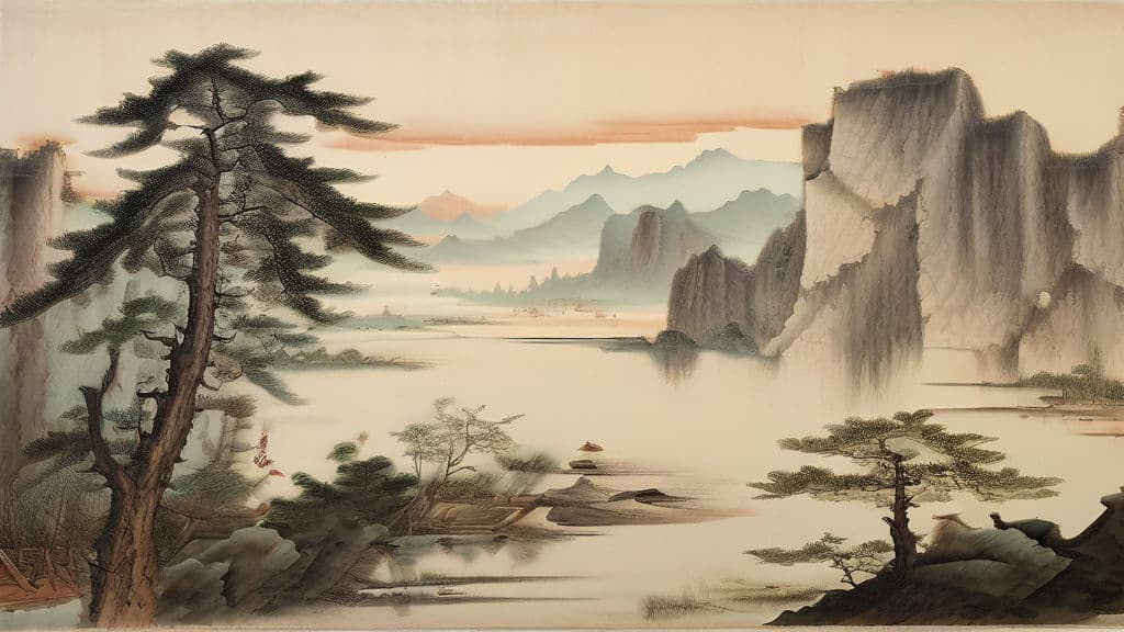 AI generated: Imitate the style of Emperor Huizong of the Song Dynasty and paint an ink painting of the Dragon Boa...