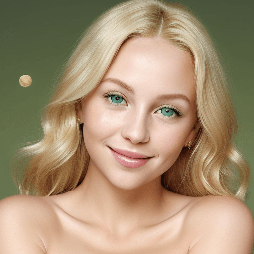 AI generated: Blonde hair, green eyes. A smile to dazzle the sun and skin that outshines the moon, and as smooth a...