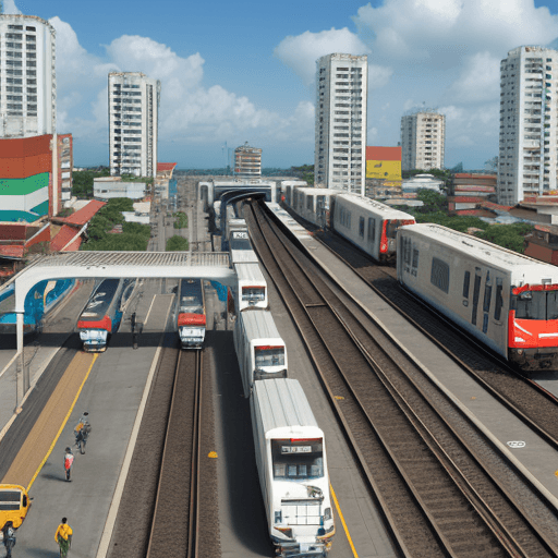 AI generated: Create an image about transit and intermodal transportation in the city of Guayaquil


