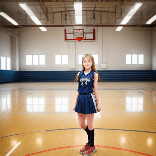 AI generated: A girl in a highschool gymnasium 