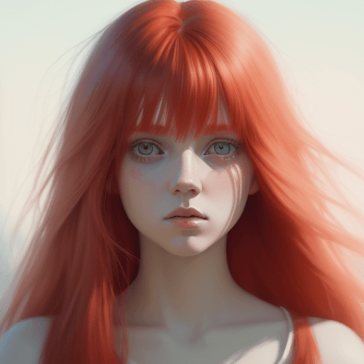AI generated: acrylic painting of a red hair girl acrylic painting drawn by the letters VLS about  a red hair girl...