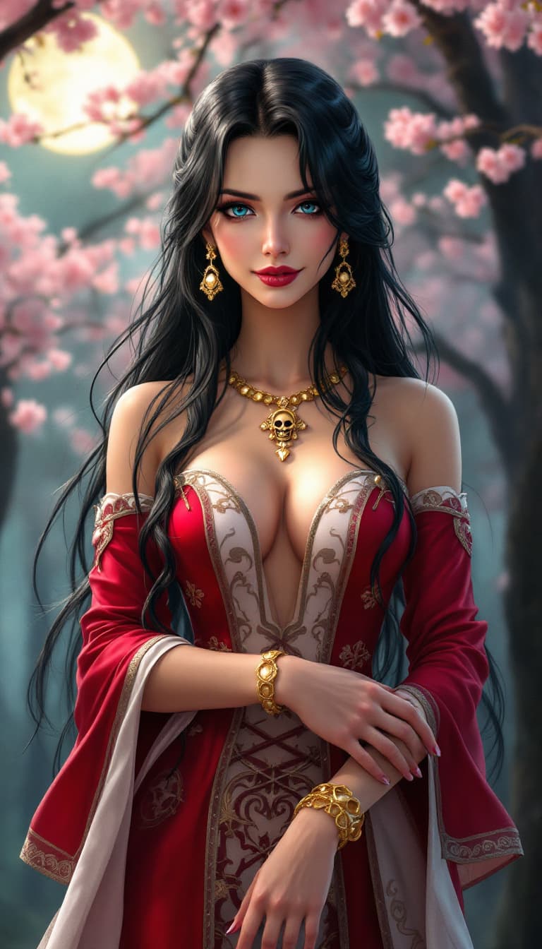 AI generated: "A realistic digital art of Boa Hancock from 'One Piece.' She has long, flowing black hair, piercing...