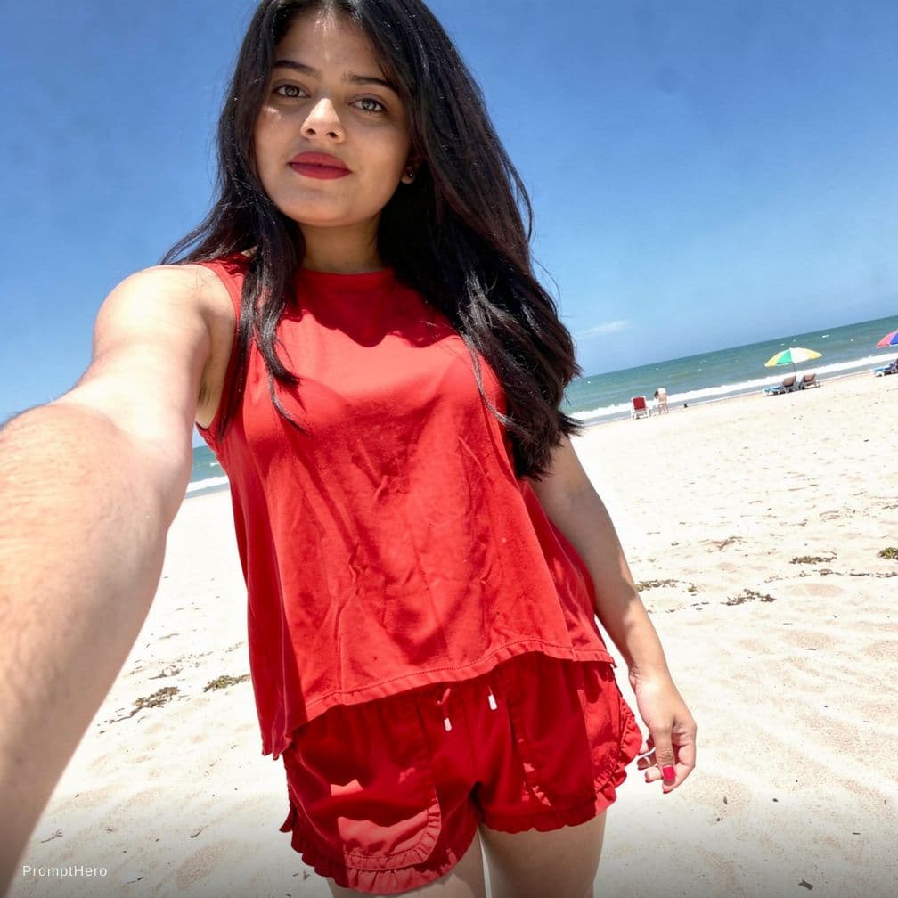 AI generated: This chick using a little red bikini