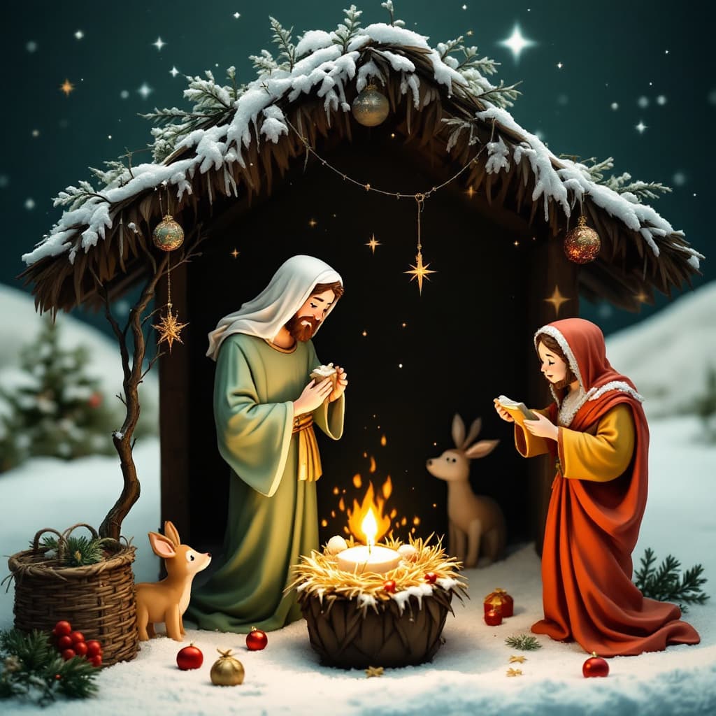 AI generated: HACER UN CRISMA DE NAVIDAD, CON EL NIÑO JESÚS, QUE PONGA FELICES FIESTAS Y LOS TRES REYES MAGOS PROM...