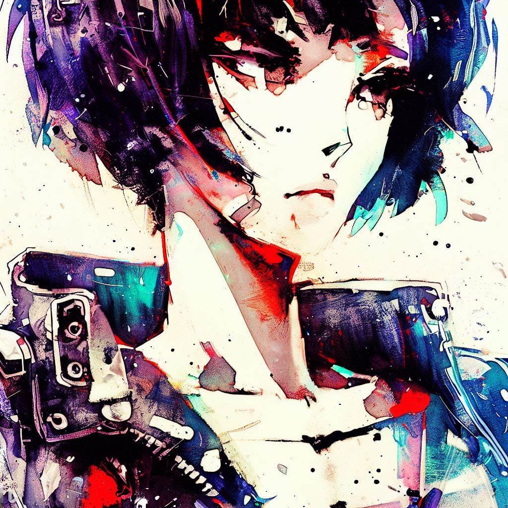 AI generated: anime artwork, A photo of a punk-inspired, edgy-looking young woman with a slender frame, anime styl...