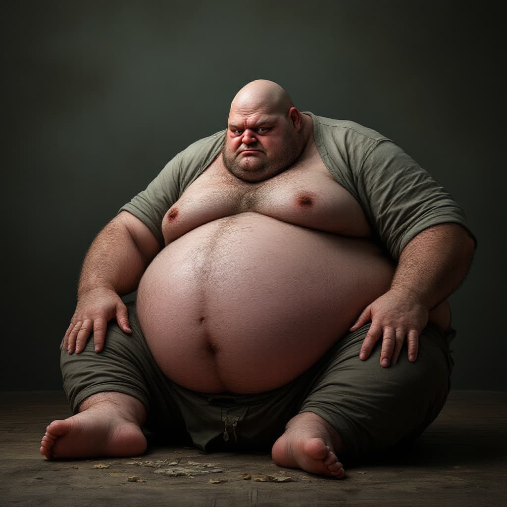 AI generated: A realistic photo a very morbidly obese man