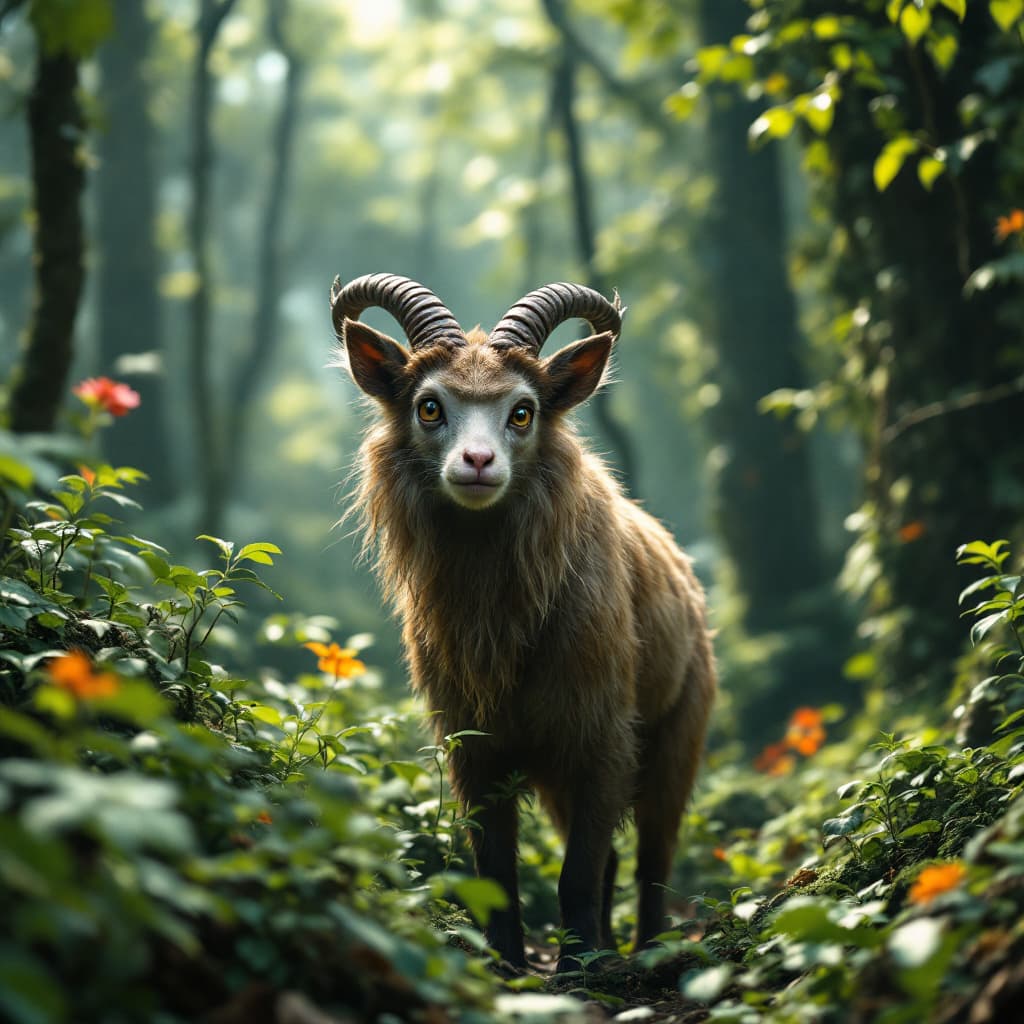 AI generated: a faun in the middle of a rainforest
