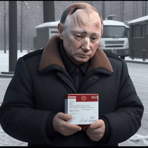 AI generated: Putin give his money for homeless, 4 k , ultra HD 