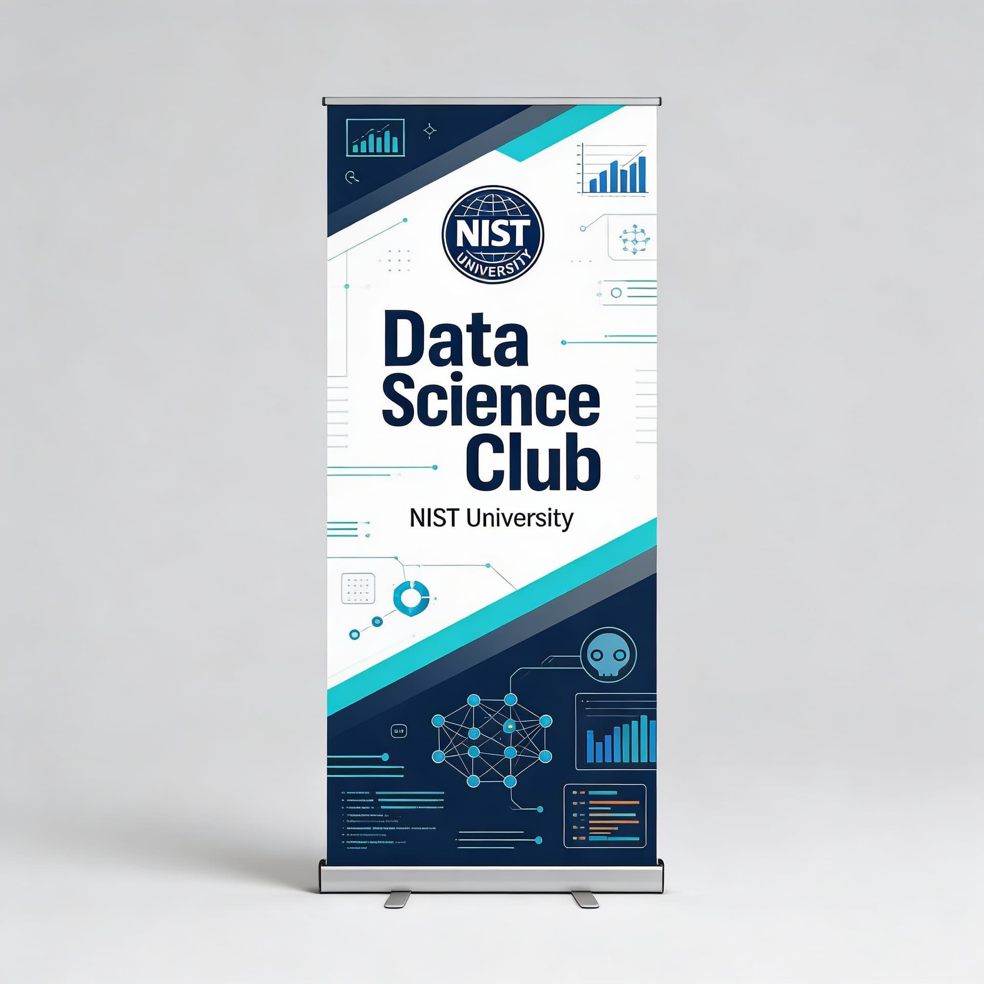 AI generated: A vertical banner for the Data Science Club at NIST University, professional and modern university d...