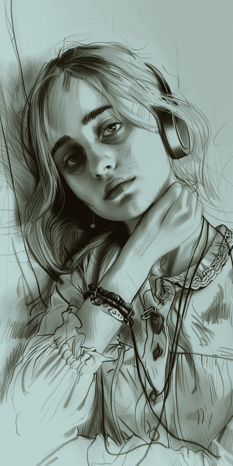 AI generated: sketch, woman with long hair, hyperdetailed --ar 1:2 --stylize 750 --weird 2500