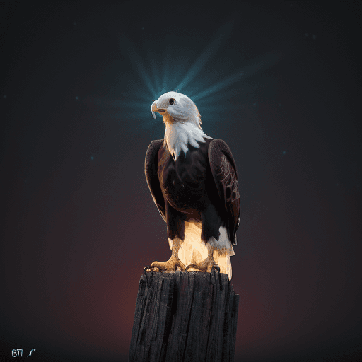 AI generated: a front of view photo of an eagle, mithical bird,vibrant, bioluminescence, 8k, trending on artstatio...