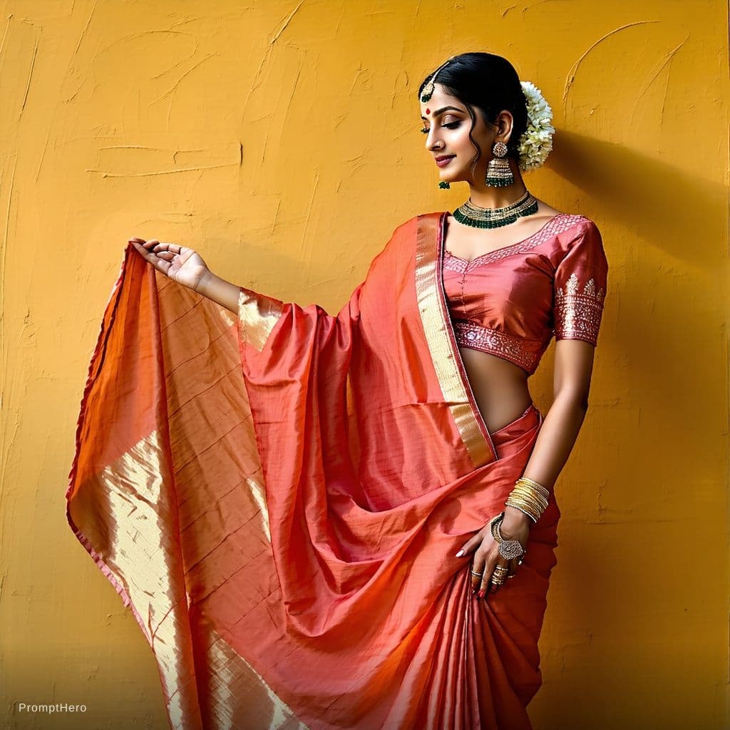 AI generated: Hot indian woman posed in saree 