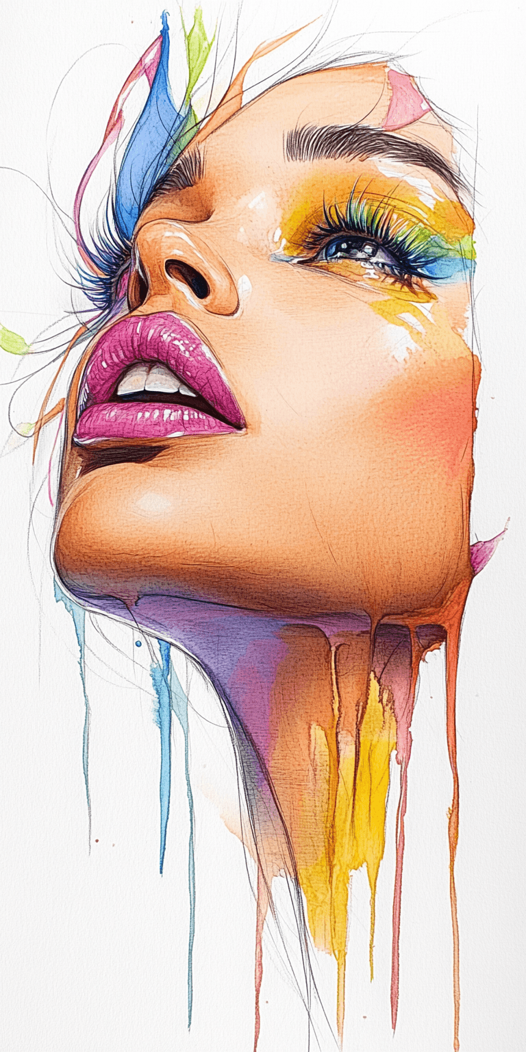 AI generated: color drawing of a woman's face, emotional --chaos 75 --ar 1:2 --profile rsy6uq9 --stylize 750