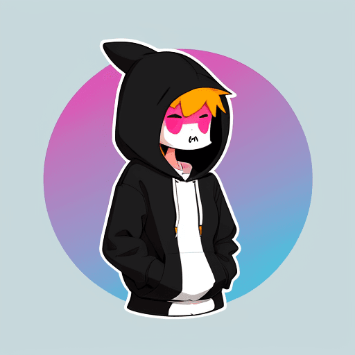 AI generated: Create, A character wearing hoodie, simple, vector, flat design, doodle style, gradient outline