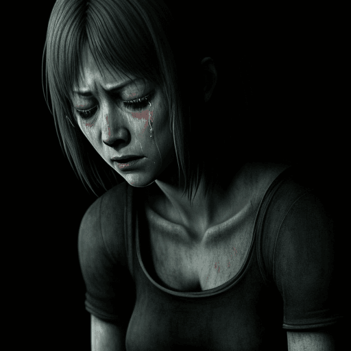 AI generated: woman crying, Final Fansaty, Silent Hill, Fatal Frame, Versus 13