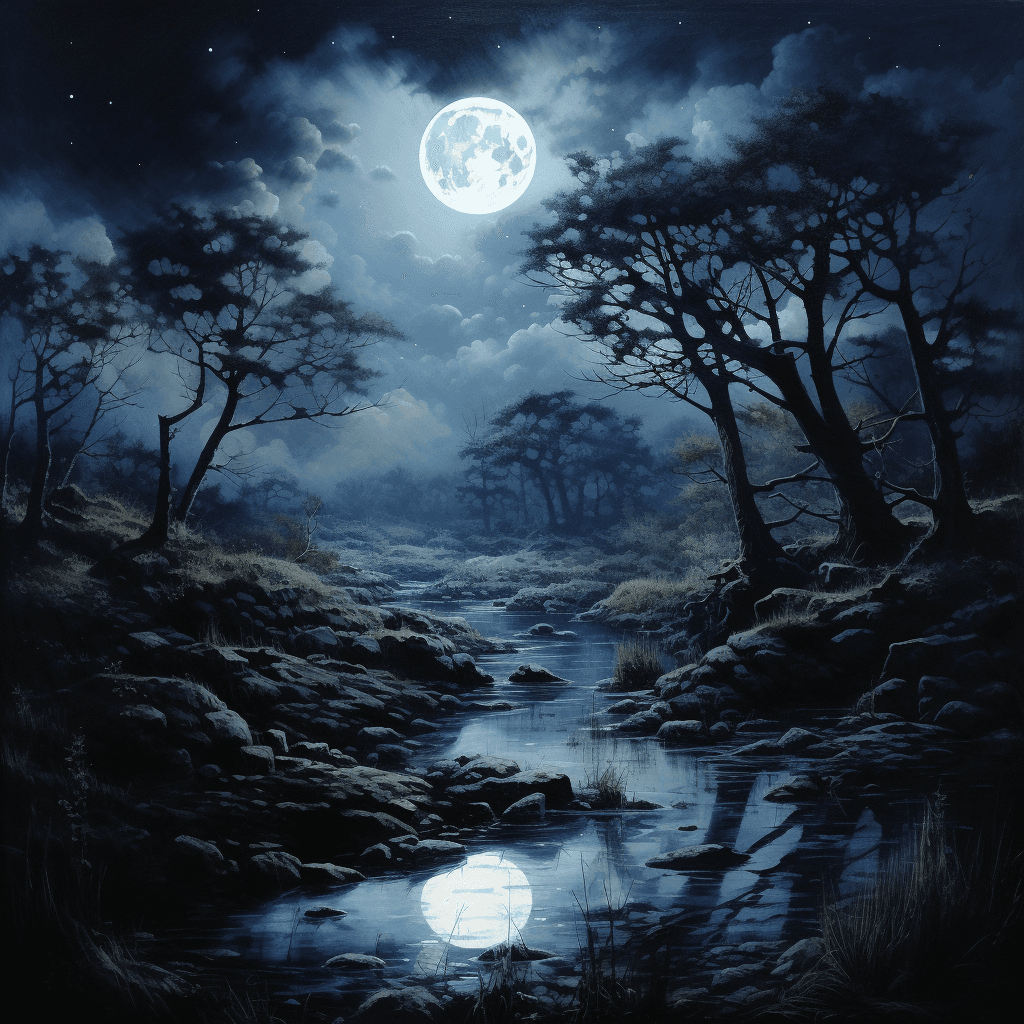 AI generated: Moonlight night --no ugly, deformed, noisy, blurry, distorted, out of focus, bad anatomy, extra limb...