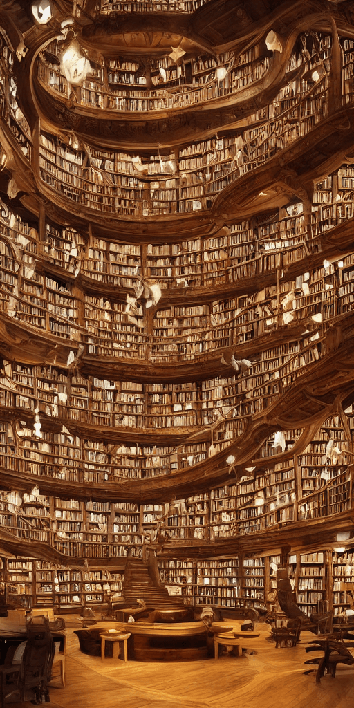 AI generated: fantasy library, magical library, surreal library, ethereal library, whimsical library --test --ar 1...