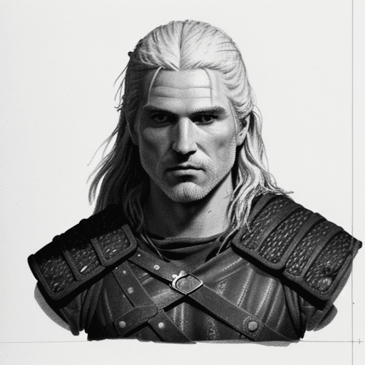 AI generated: simple pencil sketch of Geralt of Rivia by Odilon Redon, in the style of The Witcher, noticeable cha...