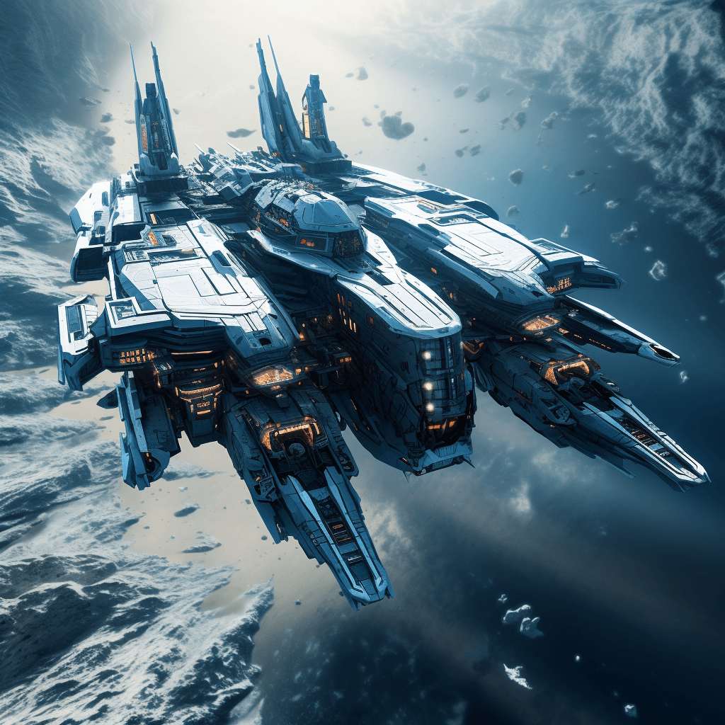 AI generated: spacecraft in action, star wars, in the style of olympus af-1 (aka olympus infinity), cinematic stil...