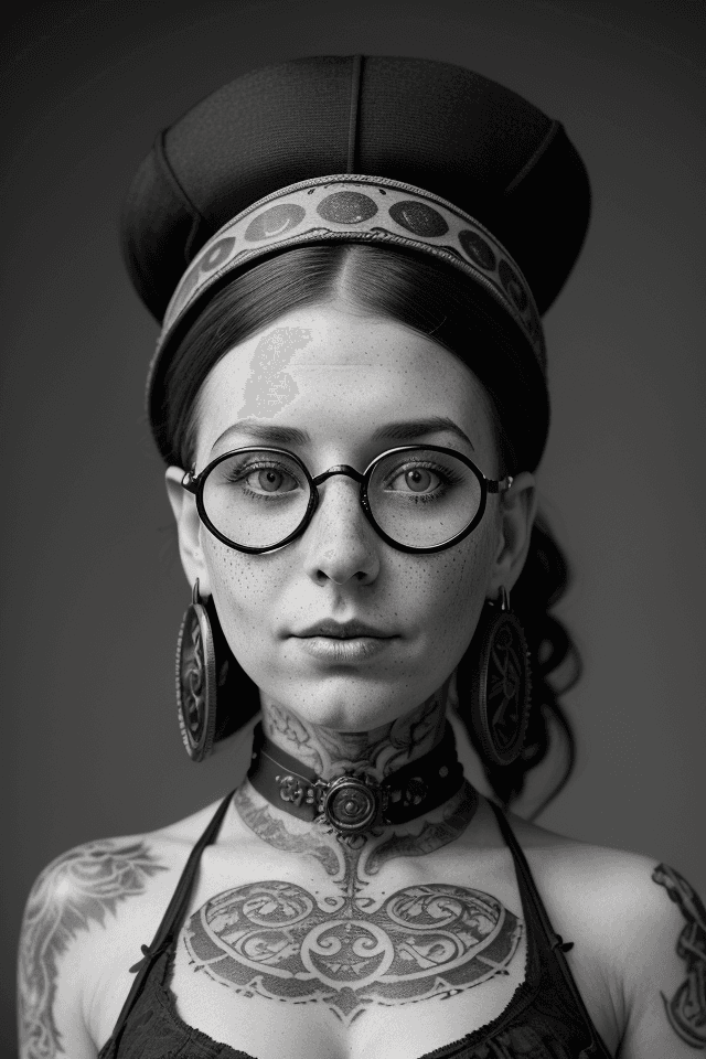 AI generated: High resolution professional studio portrait photography detailed black & white photo of a very attr...