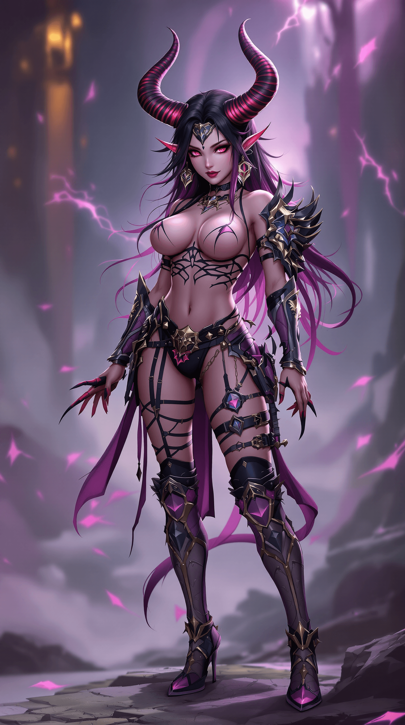 AI generated: anime style, beauty demon succubus babe, perky skin, beauty rpg fantasy succubus light full body  ar...