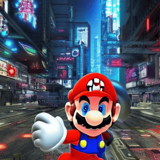 AI generated: Mario cyberpunk futuristic hyper realistic dark dystopian 8k 