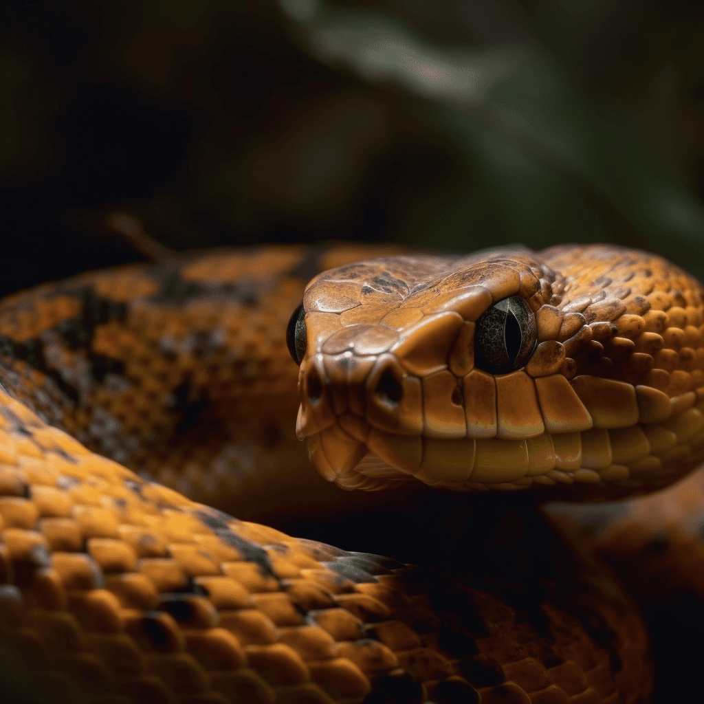 AI generated: Award winning portrait of a snake, hd, close up, macro shot, anatomic, watchin in camera , day light...