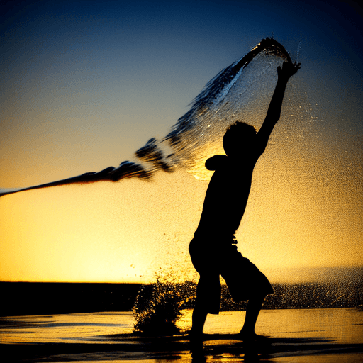 AI generated: water being thrown.  silhouette.