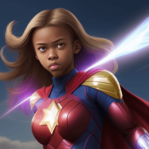 AI generated: Female 15 year old super hero with powers reflecting someone named Atlanta