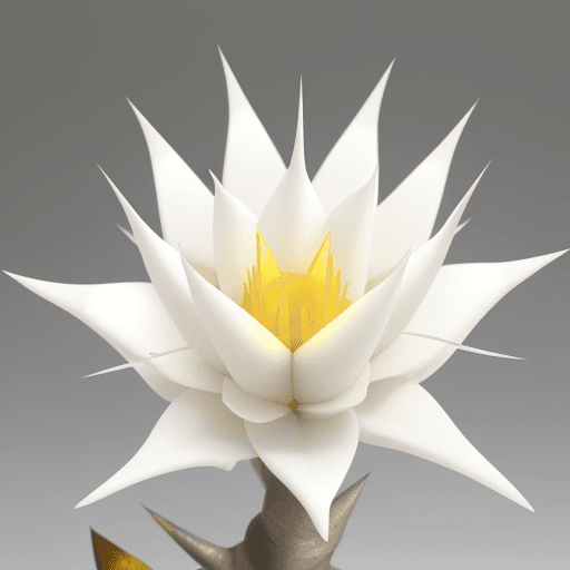 AI generated: Pimpoyos white, with yellow gradient tips, wide white stem with silver thorns