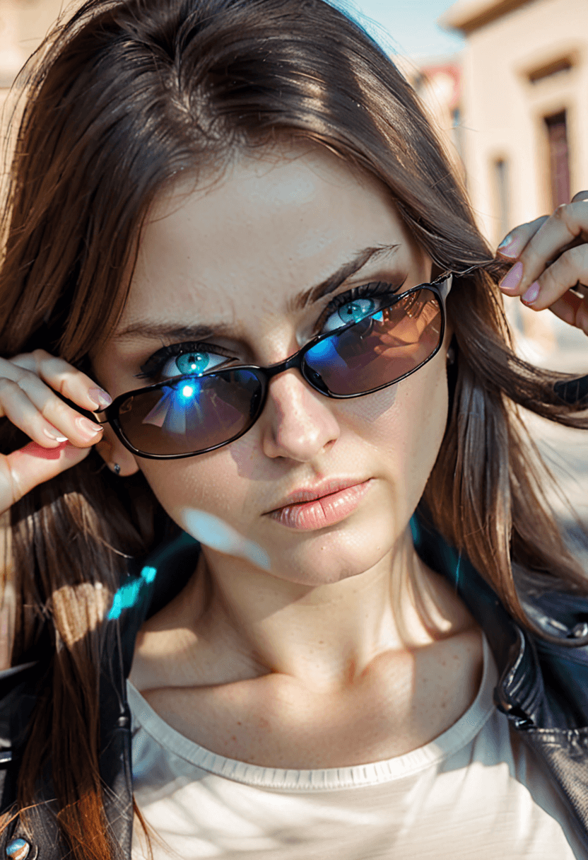 AI generated: HDR photo of woman, annoyed, looking at the viewer, long brunette hair, light-blue eyes, perfect eye...