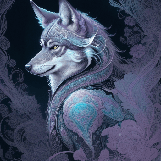 AI generated: a beautifully intricate and detailed illustration of a wolf with Beautiful Neon Intricate Detailed E...
