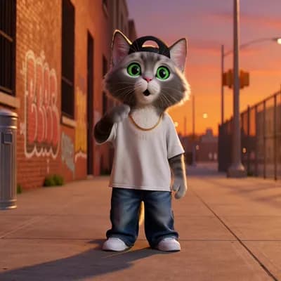 AI generated video: Cat hip hop dance a trading song 

