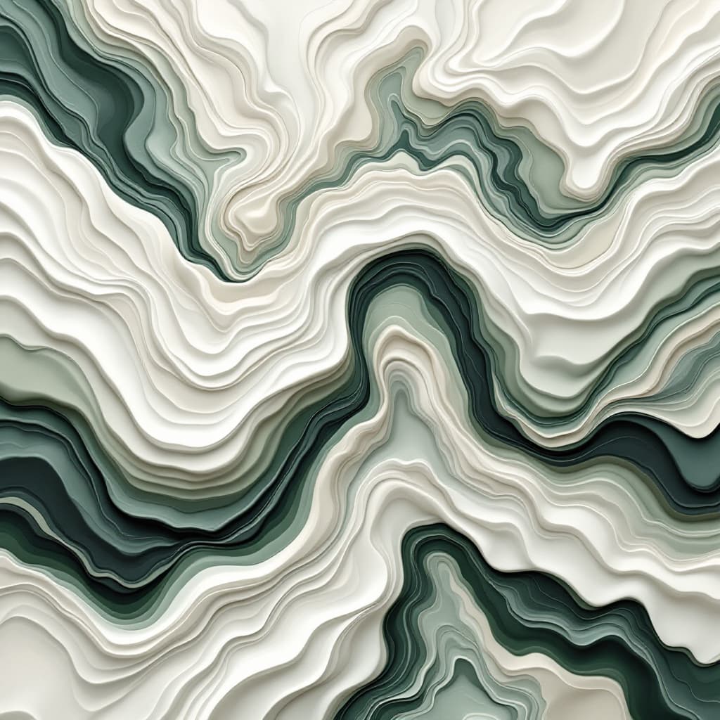 AI generated: dynamic abstract sculpture design depicting waves of monochrome , including creamy whites and smoky ...
