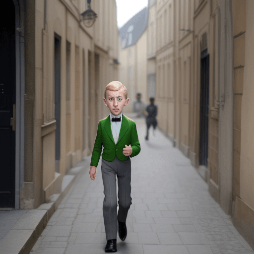 AI generated: young boy walking, in the syle of hergé